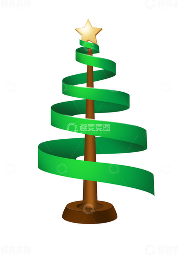 源文件下载【趣麦麦图】绿色环形创意立体圣诞树发光星星