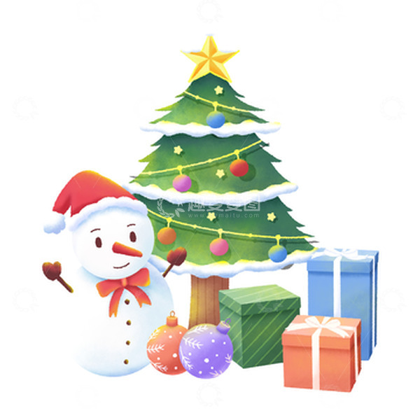 源文件下载【趣麦麦图】手绘圣诞节圣诞树礼物盒