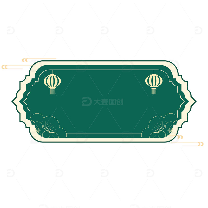 矢量国潮风灯笼文本框标题边框