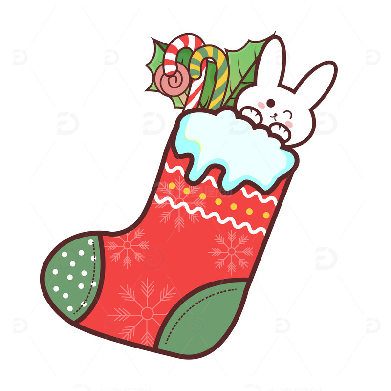 圣诞节可爱小白兔圣诞袜子