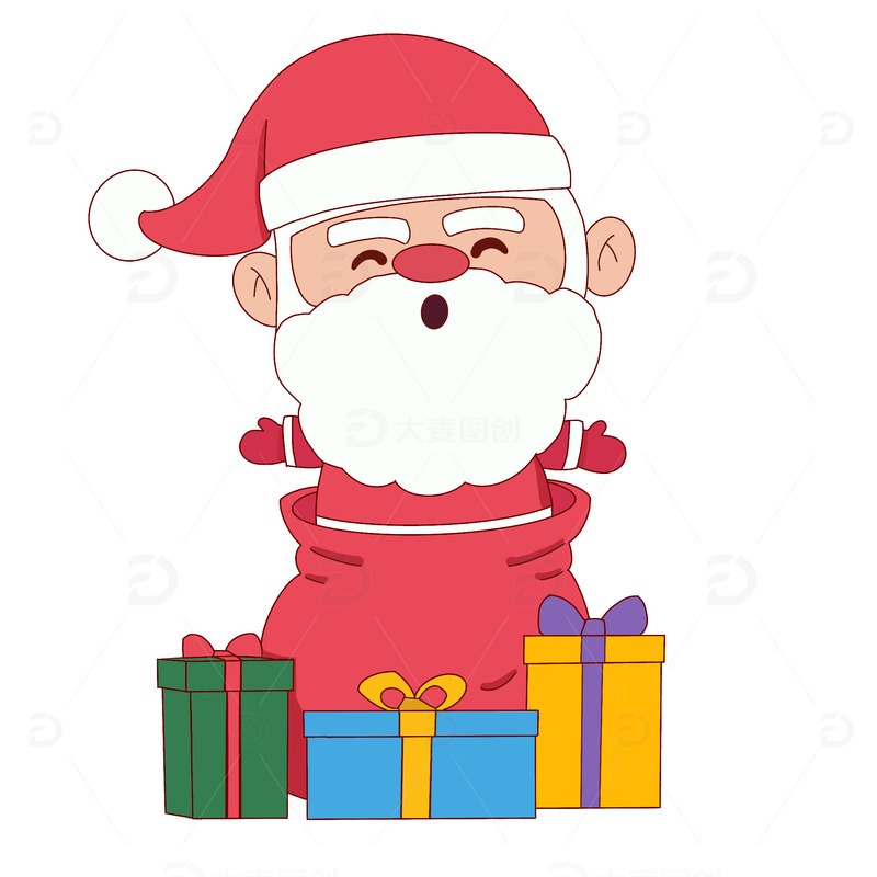 白色圣诞节圣诞老人圣诞礼物平安夜手绘元素