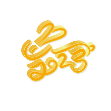 金色立体兔年2023