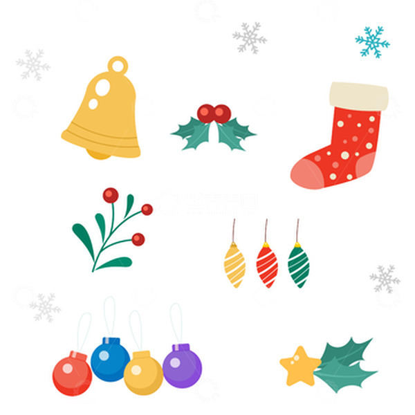 源文件下载【趣麦麦图】圣诞节圣诞树上的装饰小挂件元素