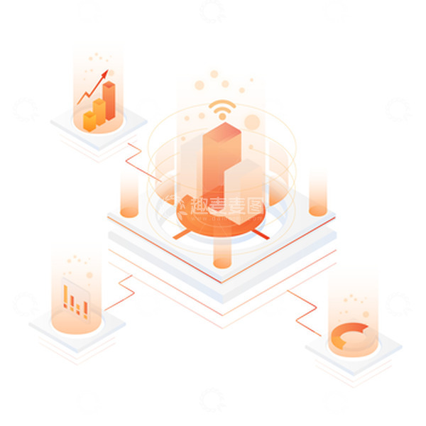 源文件下载【趣麦麦图】科技互联网橙色数据统计向上箭头装饰插画
