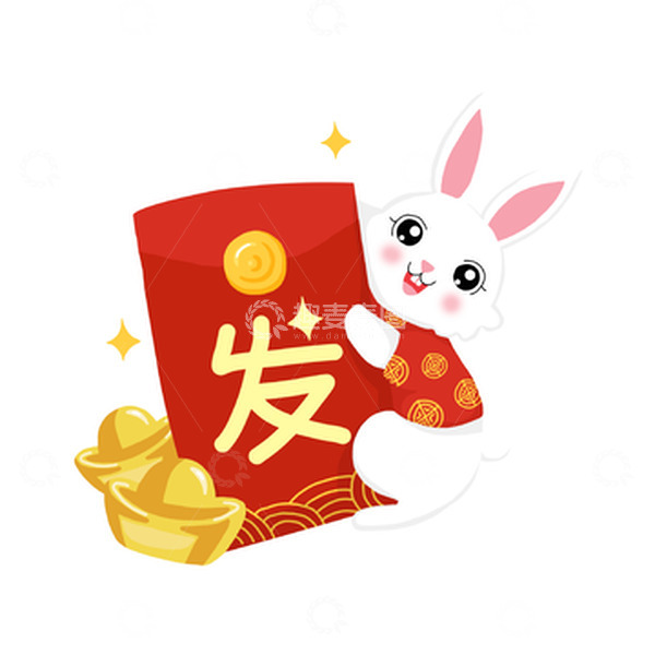 源文件下载【趣麦麦图】红色喜庆卡通可爱手绘兔年生肖