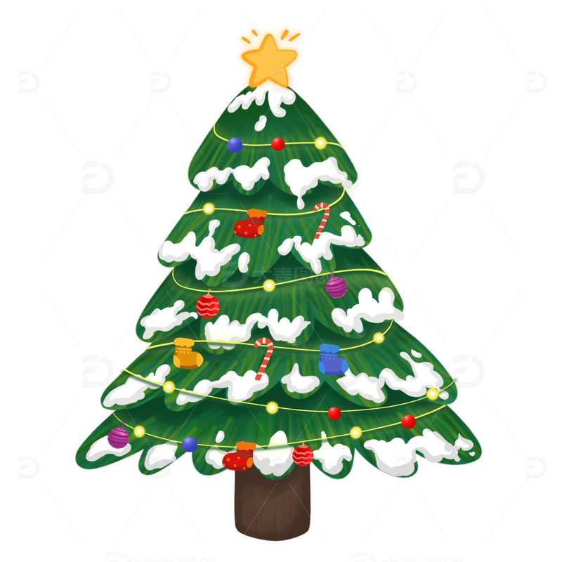 手绘圣诞树海报装饰插画