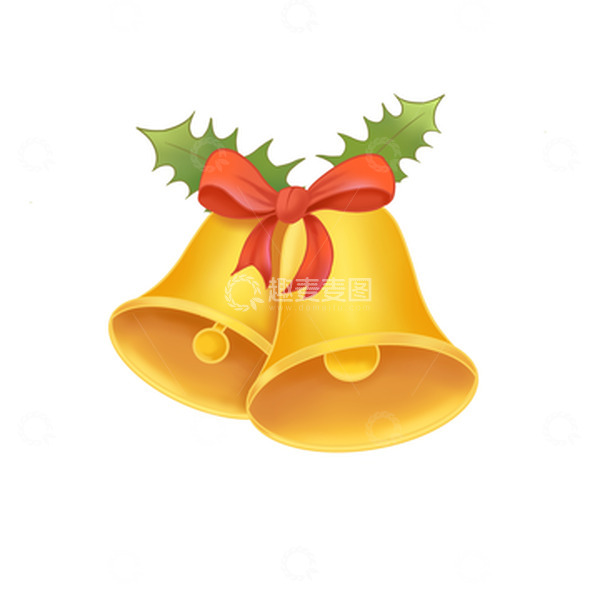 源文件下载【趣麦麦图】金色圣诞蝴蝶结铃铛