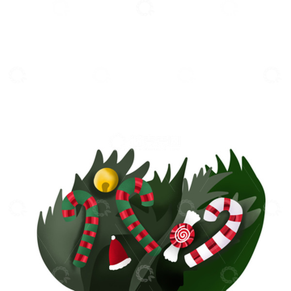 源文件下载【趣麦麦图】绿色手绘草丛圣诞节装饰拐杖糖