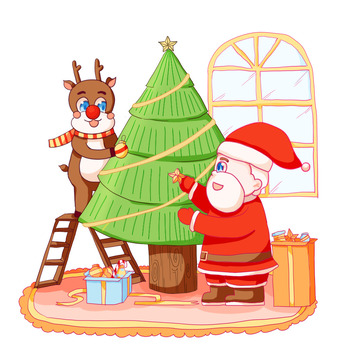 圣诞节礼盒圣诞袜圣诞老人麋鹿圣诞树