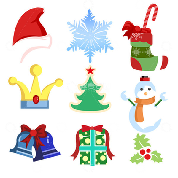 源文件下载【趣麦麦图】红绿 扁平风 圣诞元素 圣诞节 插画