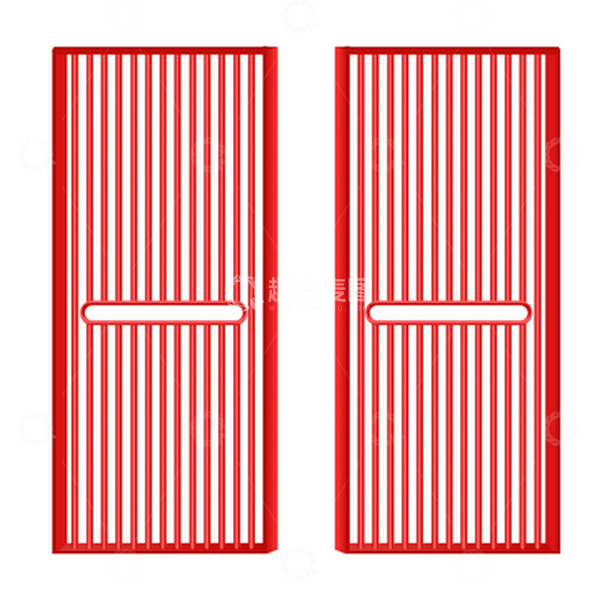 源文件下载【趣麦麦图】红色古风栅栏立体两侧栅栏屏风两侧门