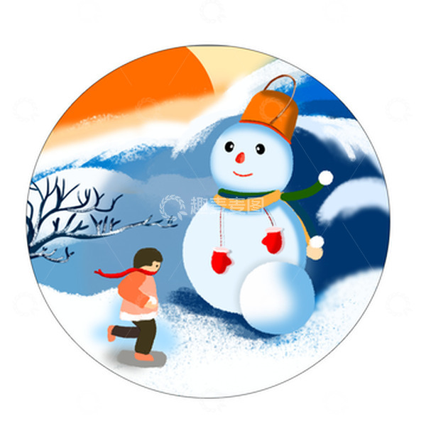 源文件下载【趣麦麦图】手绘圣诞冬至雪人