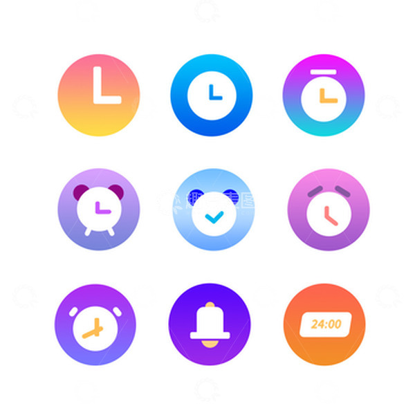 源文件下载【趣麦麦图】彩色简约时间图标