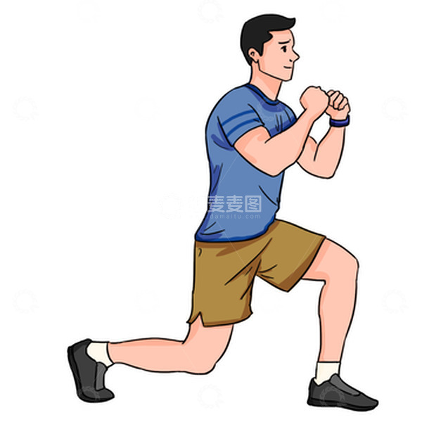 源文件下载【趣麦麦图】健身男拳击抱拳格挡半蹲