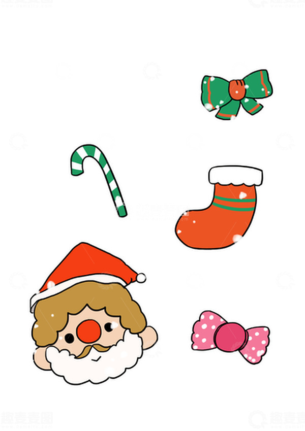 源文件下载【趣麦麦图】圣诞节卡通素材圣诞老人雪花蝴蝶结