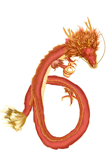 红金色手绘神龙金龙生肖动物素材