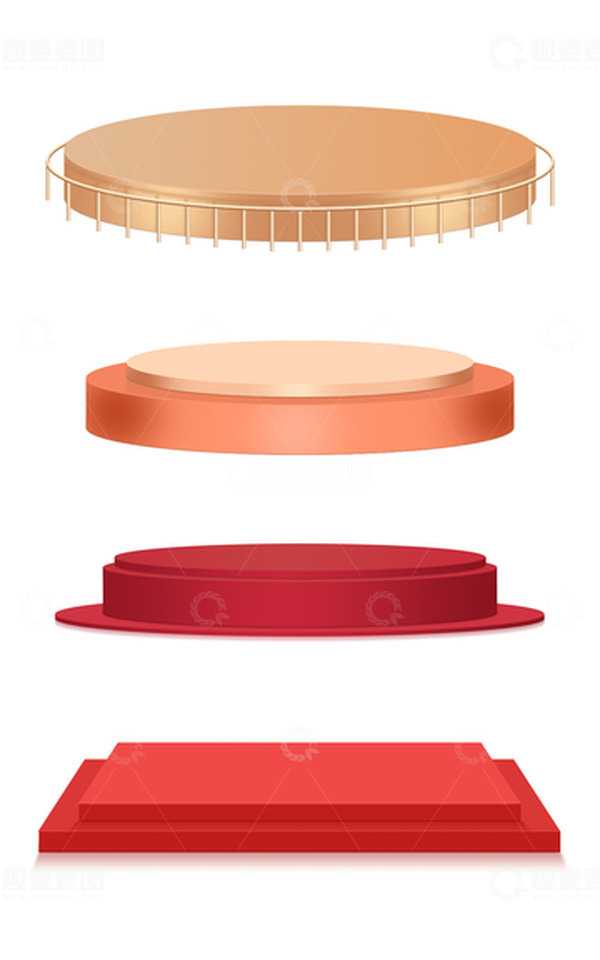 源文件下载【趣麦麦图】红色展台圣诞节日大促电商金色展台