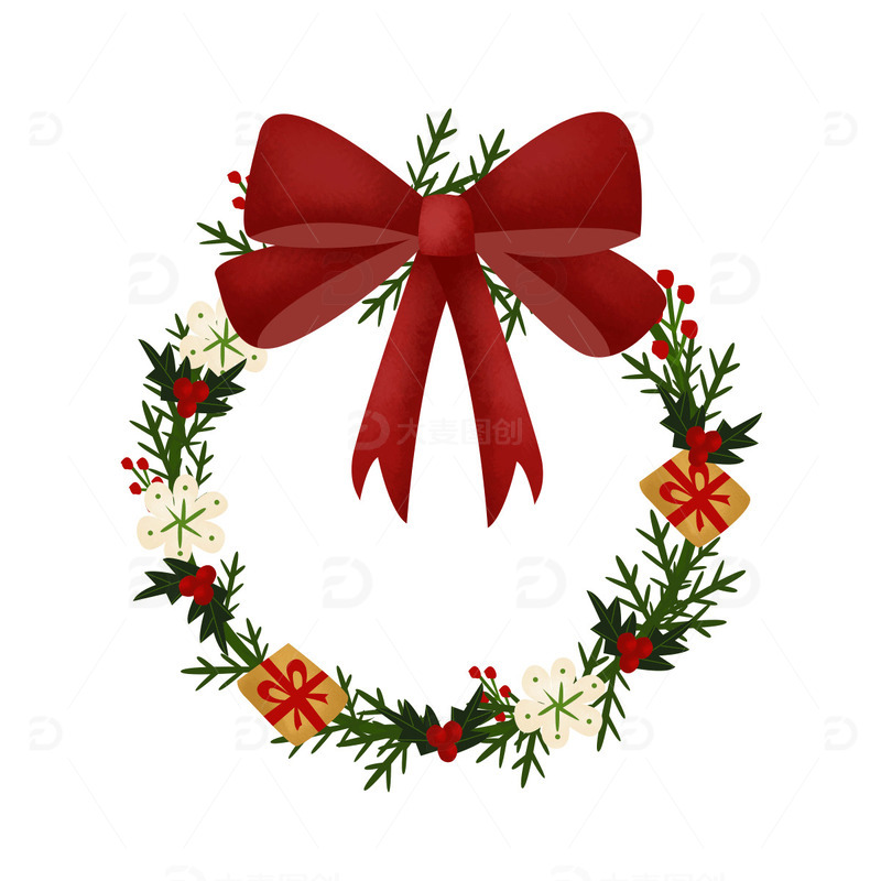 圣诞节节日花环礼物元素