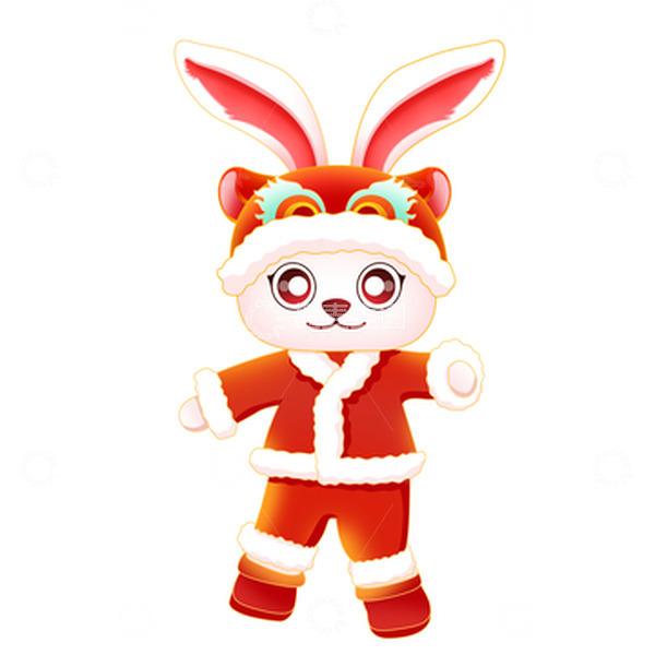 源文件下载【趣麦麦图】简约红色喜庆兔子新年生肖元素
