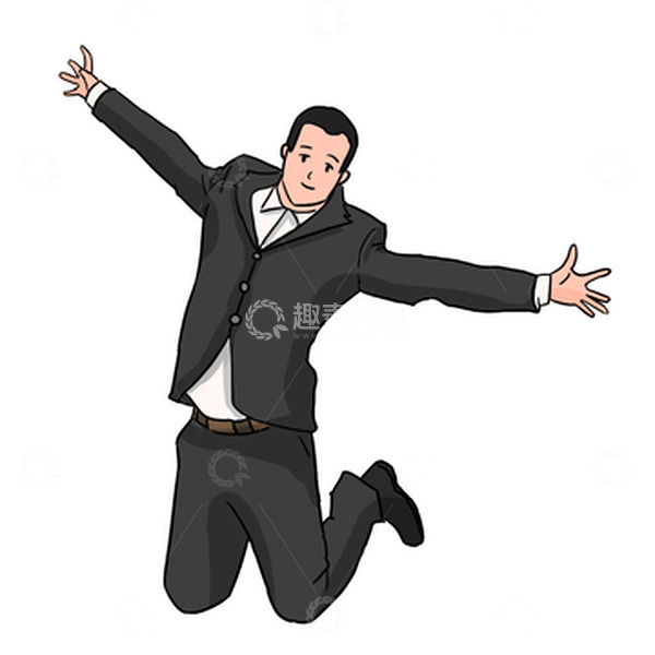 源文件下载【趣麦麦图】开心起飞男商务跳跃成功