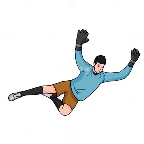 源文件下载【趣麦麦图】足球守门员飞扑运动比赛