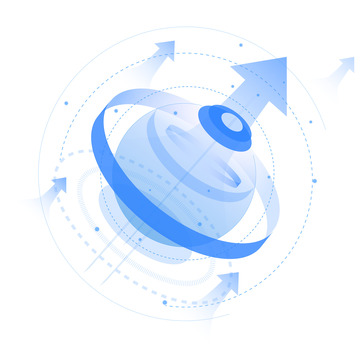 科技互联网球体箭头发射向上几何装饰插画