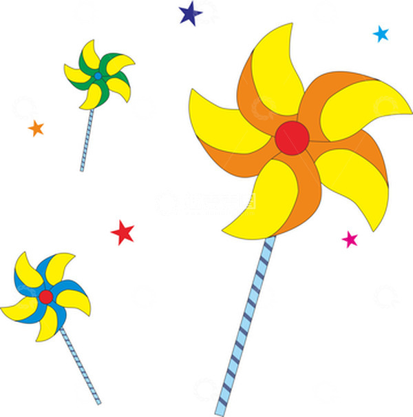 源文件下载【趣麦麦图】简约风格儿童户外玩具风车旋转矢量图