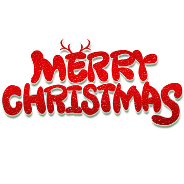 红色卡通圣诞节圣诞快乐英文艺术字