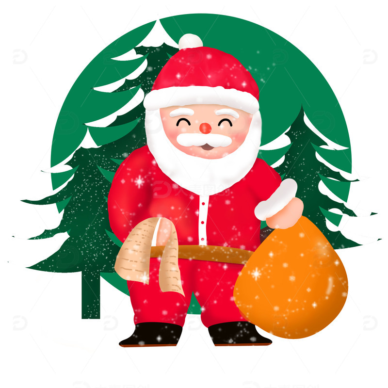 圣诞节手绘圣诞老人插画元素