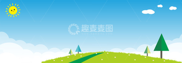 源文件下载【趣麦麦图】小清新蓝天白云草地花儿背景图