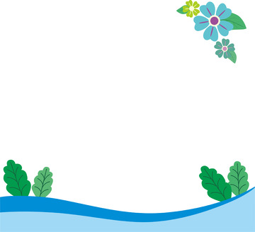 小清新风格蓝色花草树木植物元素