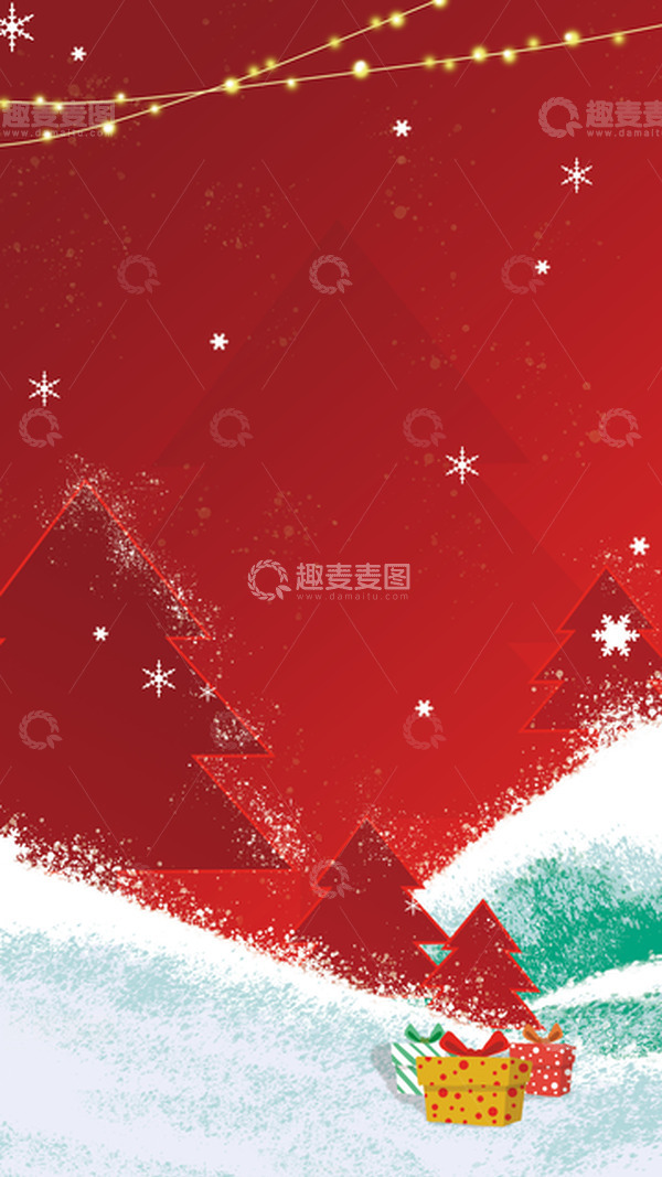 源文件下载【趣麦麦图】红色喜庆手绘圣诞节背景
