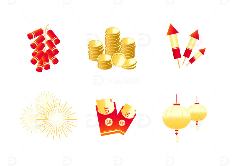 新年鞭炮烟花矢量元素