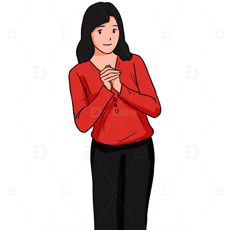 源文件下载【趣麦麦图】拜年作揖红色喜庆过年春节