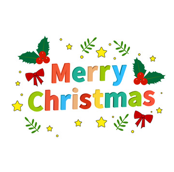 彩色卡通圣诞快乐手绘