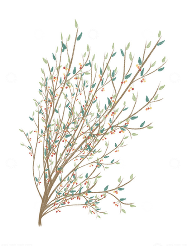 源文件下载【趣麦麦图】绿色小清新樱桃果树