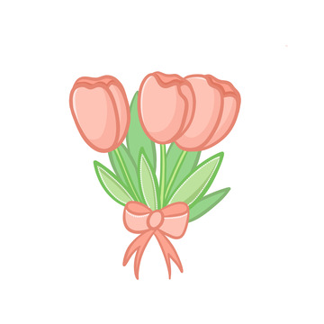 粉色小清新郁金香花朵手绘图
