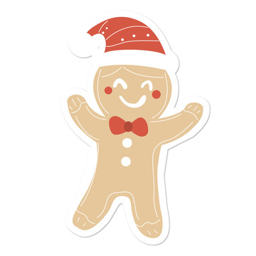 红棕色扁平圣诞姜饼人