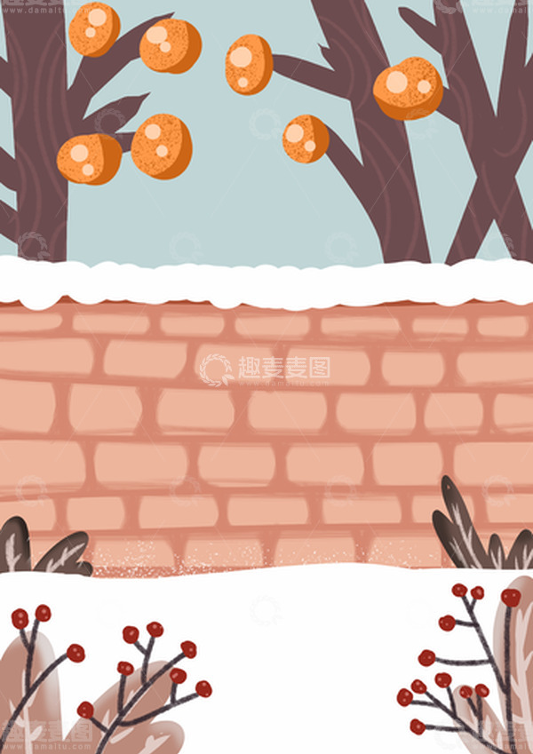 源文件下载【趣麦麦图】蓝色卡通手绘霜降海报插画背景图