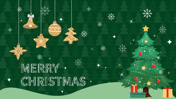 绿色姜饼人饼干圣诞树圣诞节卡通背景