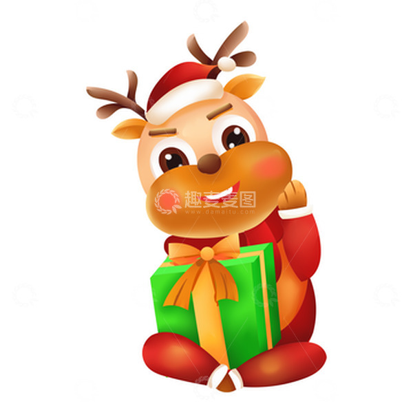 源文件下载【趣麦麦图】手绘圣诞节卡通可爱麋鹿IP形象装饰元素