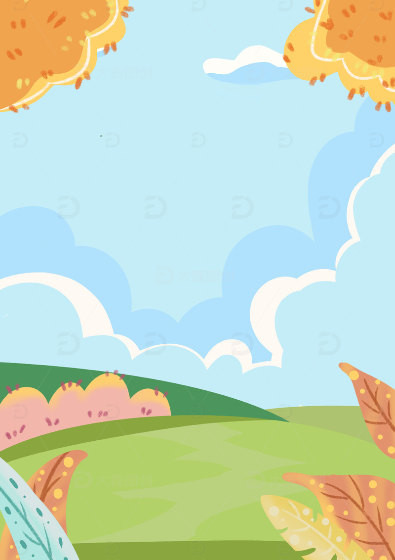 春天清新插画手绘背景