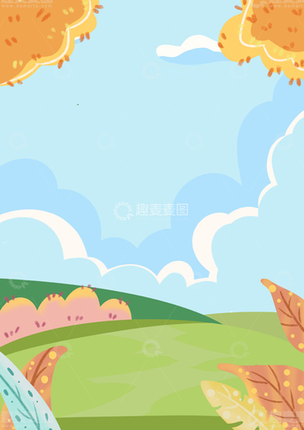 源文件下载【趣麦麦图】-春天清新插画手绘背景