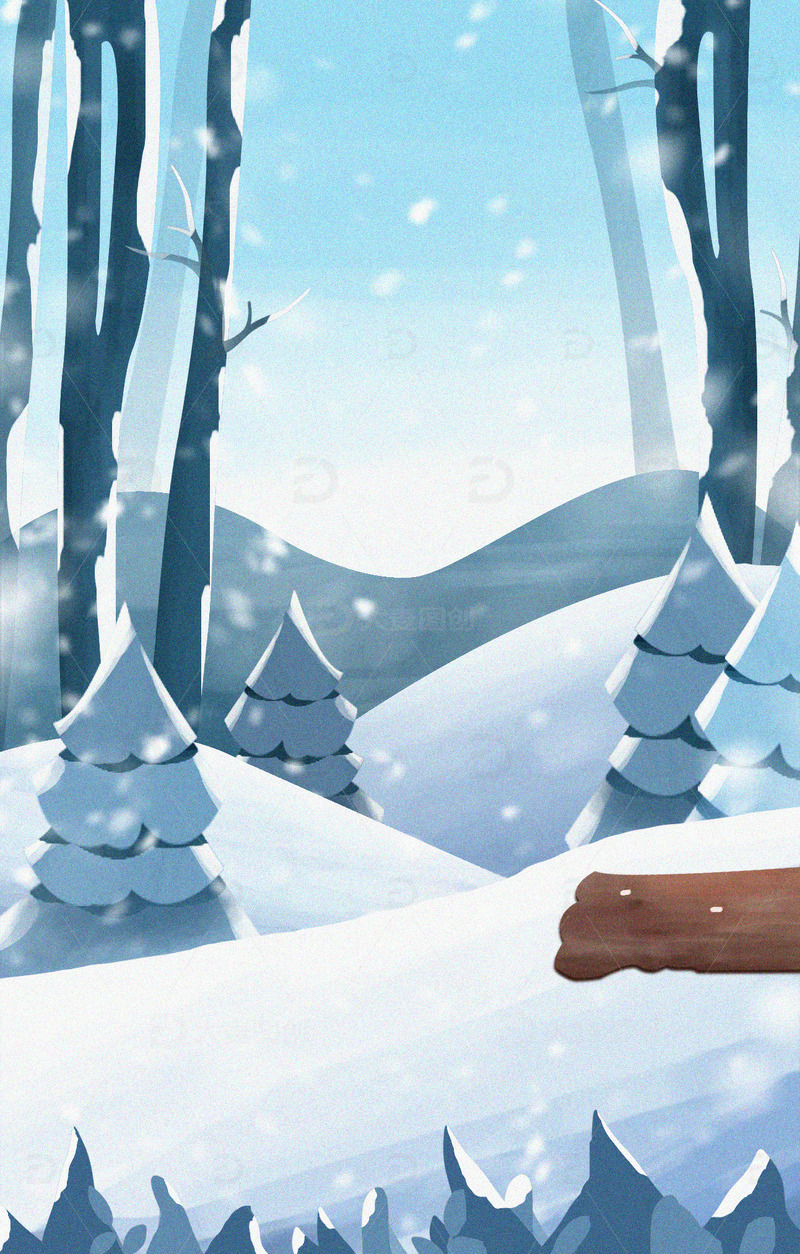 源文件下载【趣麦麦图】蓝白手绘大雪小雪冬天背景