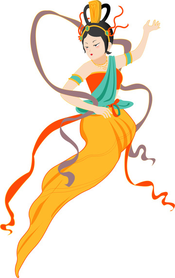 黄色古风敦煌飞天任务手绘