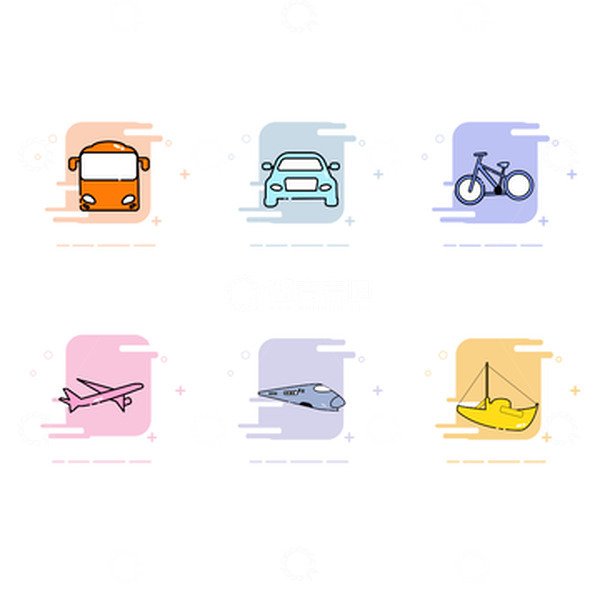 源文件下载【趣麦麦图】MBE风格UI交通工具图标元素