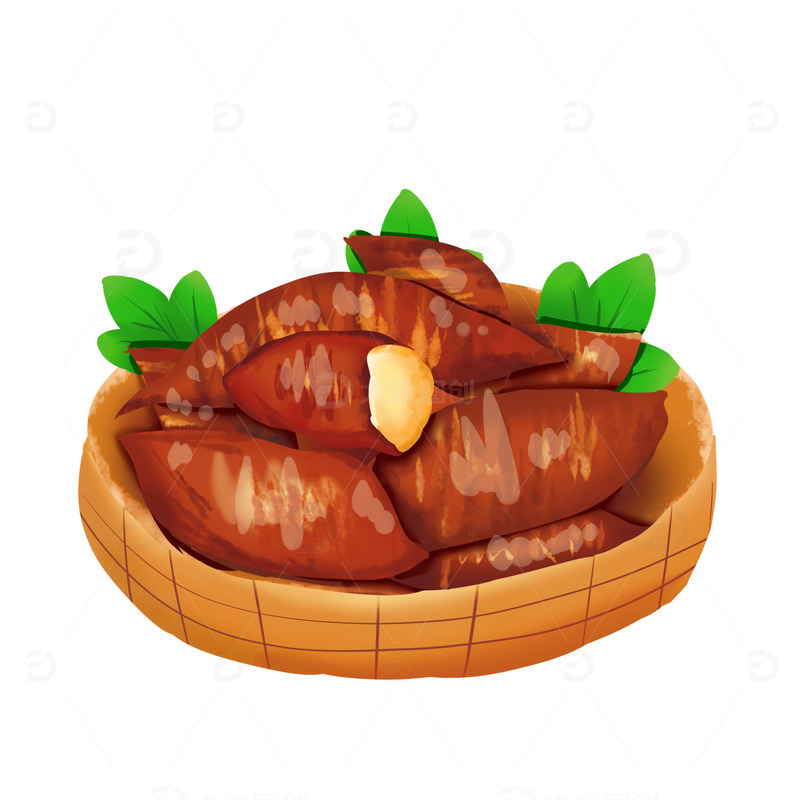 手绘红薯美食叶子装饰元素