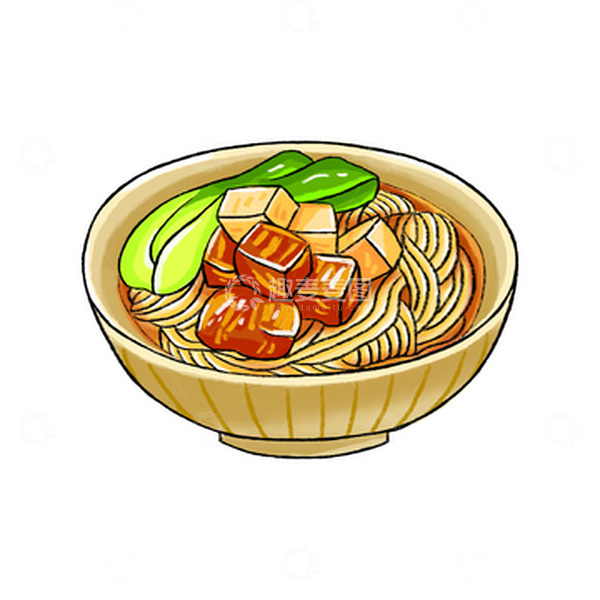 源文件下载【趣麦麦图】褐色国潮国风面条电商素材手绘图
