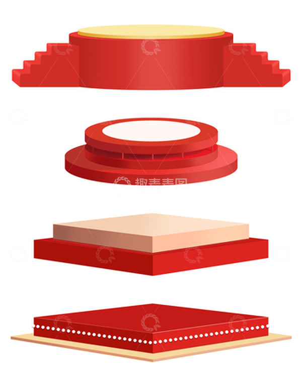 红色立体展台电商大促展台3D展台