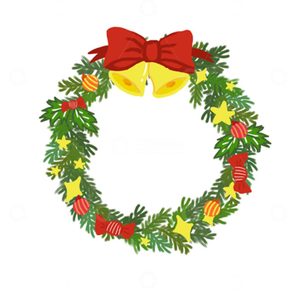源文件下载【趣麦麦图】绿色卡通可爱圣诞节花环手绘图